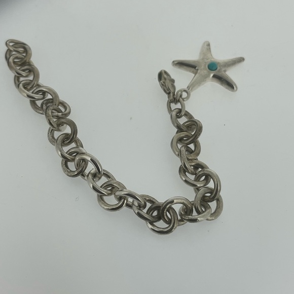 Authentic Tiffany & Co. Sterling Silver Turquoise Starfish Heavy Bracelet 7.25” - Picture 6 of 9
